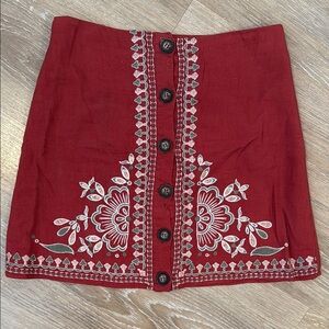 Blue Rain Red Embellished Mini Pencil Skirt